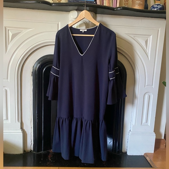 Ganni Clark Dress Total Eclipse Bell Sleeve - Picture 11 of 13